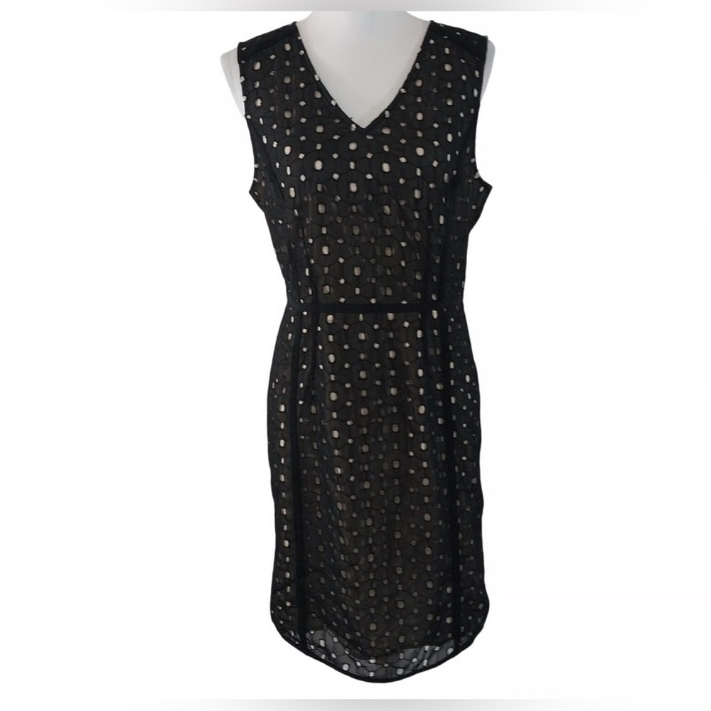 The Limited Black and Cream Eyelet Sheath Dress Size 10